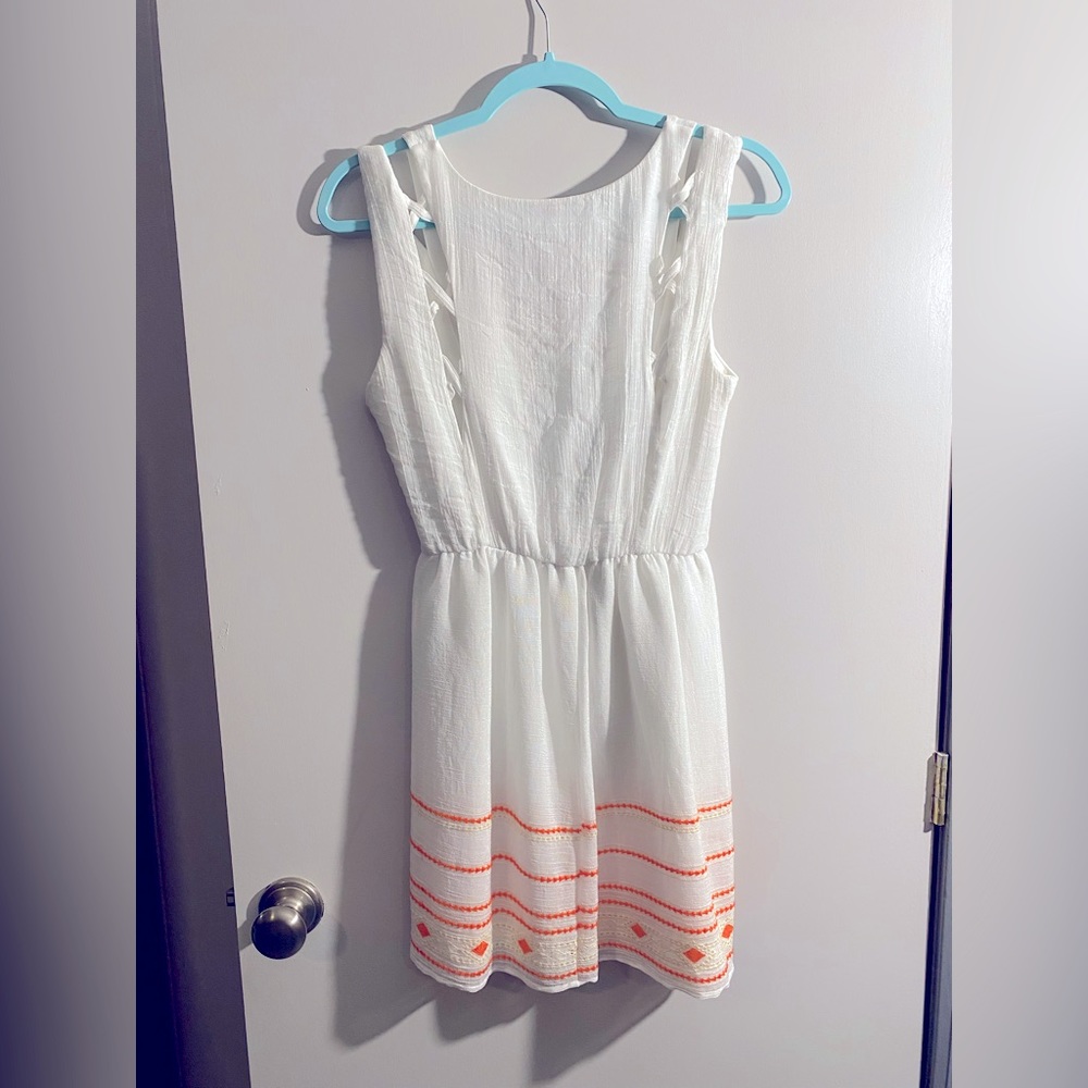 Linen Dress with Cutouts and Orange detail